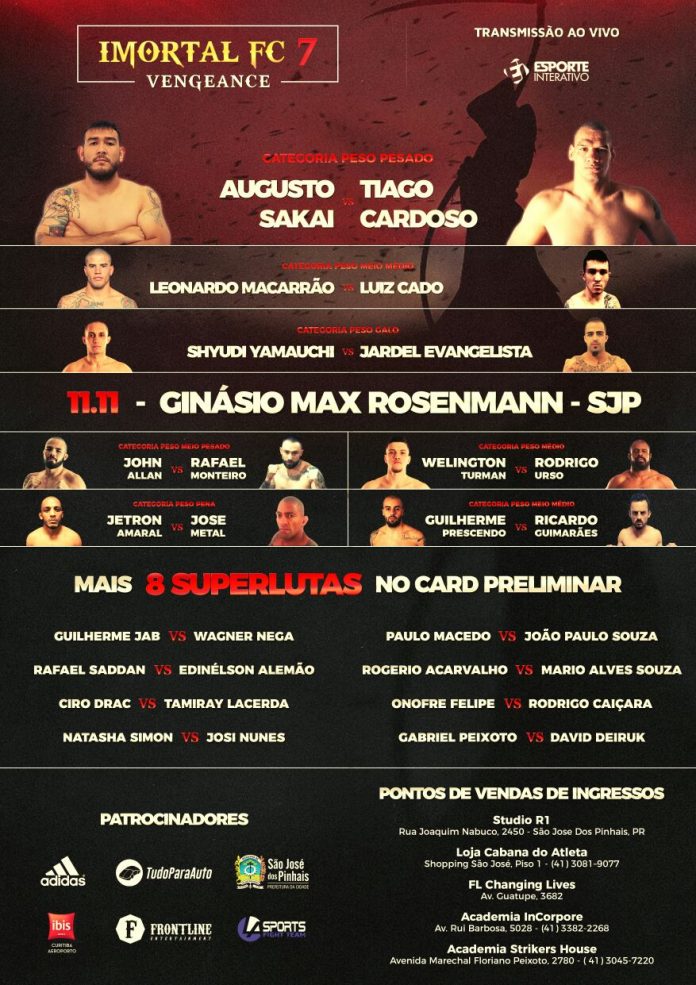 imortal 7 Card do Imortal FC conta com Augusto Sakai, Leonardo Macarrão e outras feras (Foto: Divulgação)