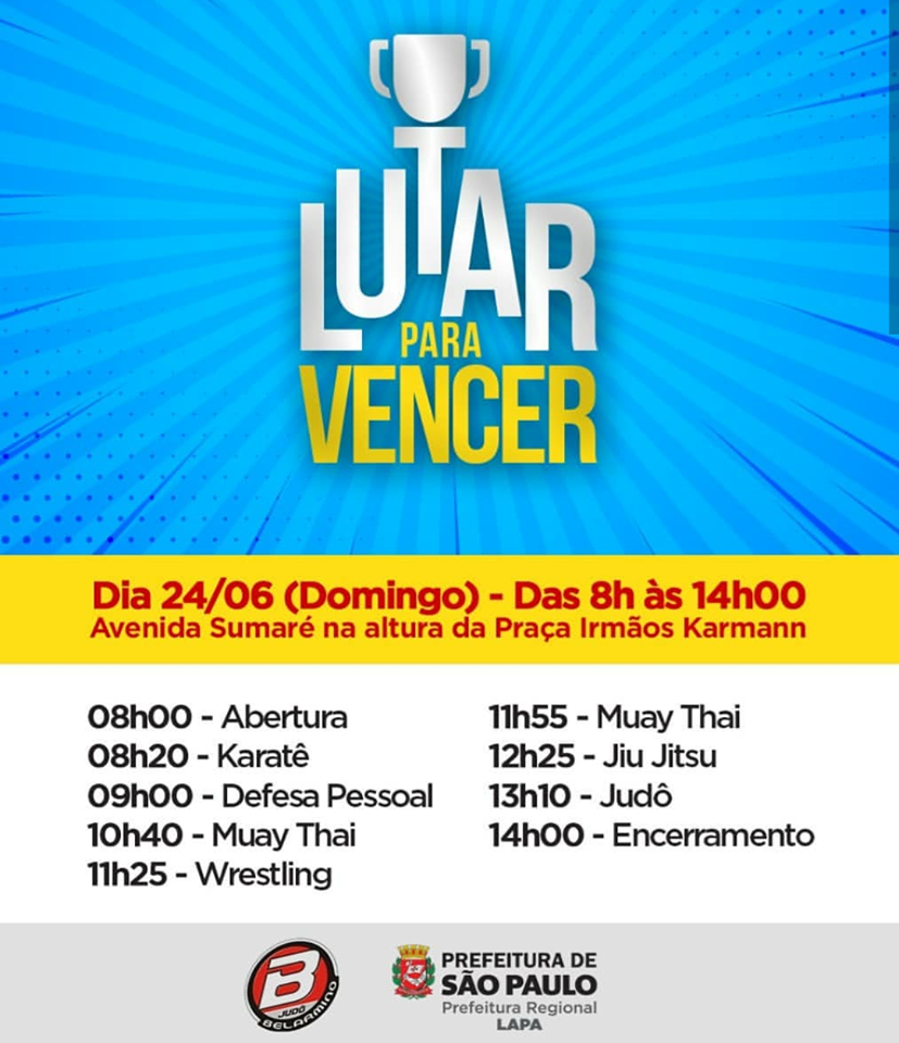 Com diversas artes marciais, projeto ‘Lutar para vencer’ realiza evento no próximo domingo (24), em SP