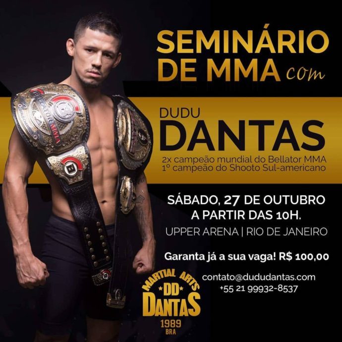 Ex-campeão do Bellator, Dudu Dantas realiza seminário de MMA neste sábado (27), na Upper Arena; confira