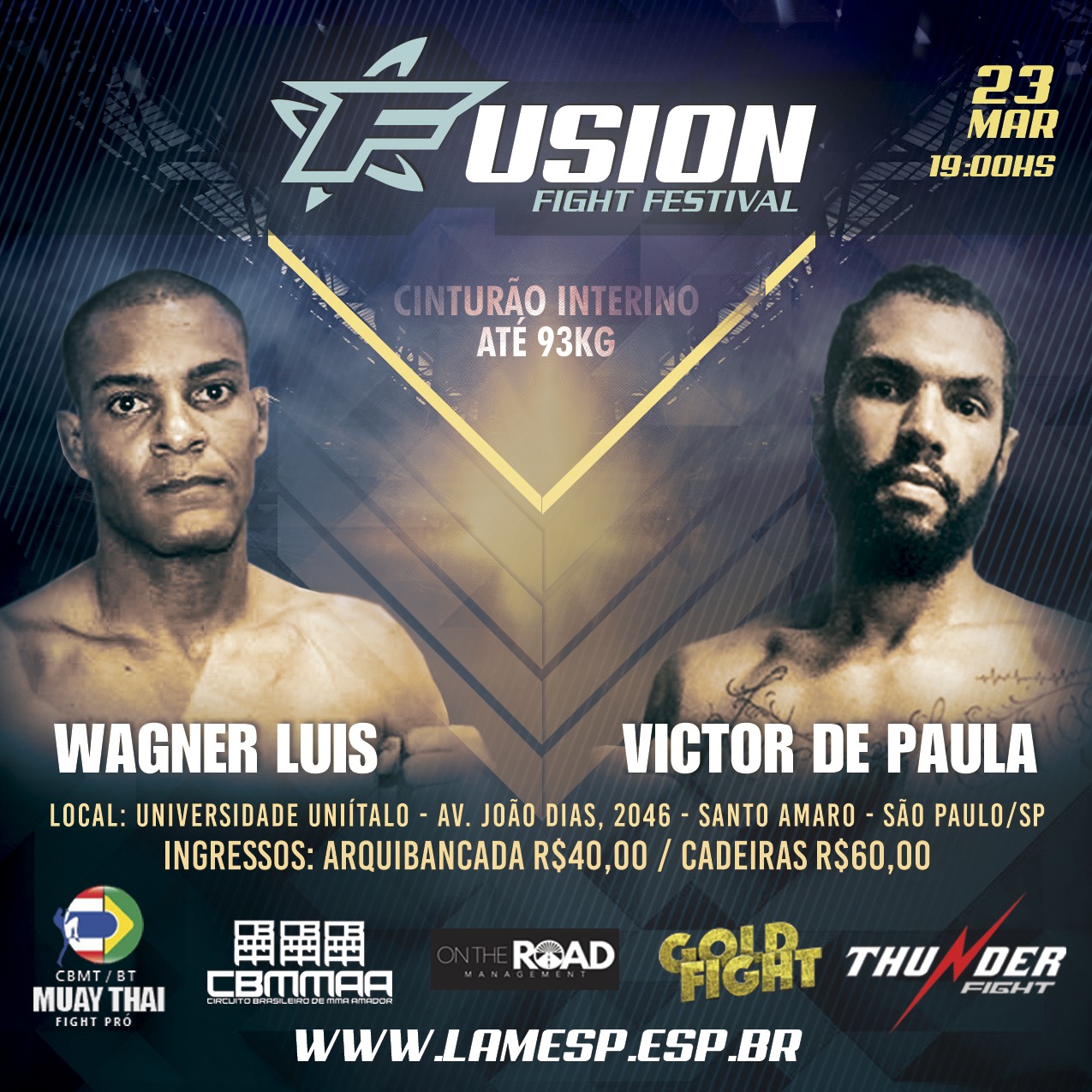 Fusion Fight Festival promete agitar São Paulo com dois cinturões em jogo neste mês de março; veja o card
