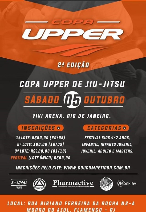 Segunda edição da Copa Upper de Jiu-Jitsu, em outubro, tem inscrições abertas; veja os detalhes