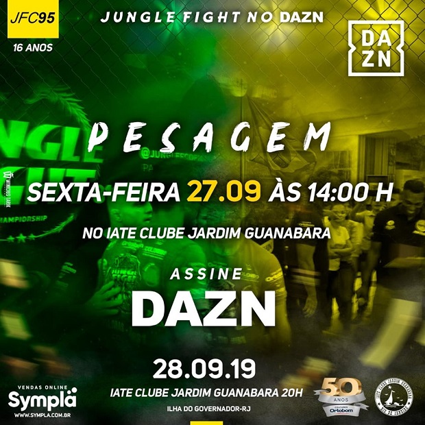 Pesagem do Jungle Fight 95 acontece na sexta feira (27), no Iate Club Jardim Guanabara, no Rio; confira