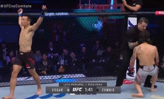 Vídeo: com boas combinações em pé, ‘Zumbi Coreano’ atropela Frankie Edgar na luta principal do UFC Busan; assista