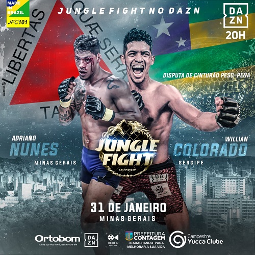 Com disputa de cinturão, Jungle Fight no DAZN 101 divulga card completo para evento em Contagem, Minas Gerais