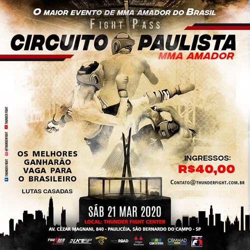 Thunder Fight promove Circuito Paulista de MMA Amador em março e inscrições seguem abertas; saiba mais