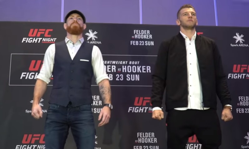 No peso, Felder e Hooker cravam luta principal do UFC Auckland; lutador passa mal e deixa o card