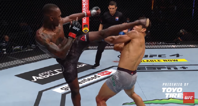 Israel Adesanya venceu Paulo Borrachinha por nocaute no segundo round (Foto: Reprodução/YouTube/UFC)