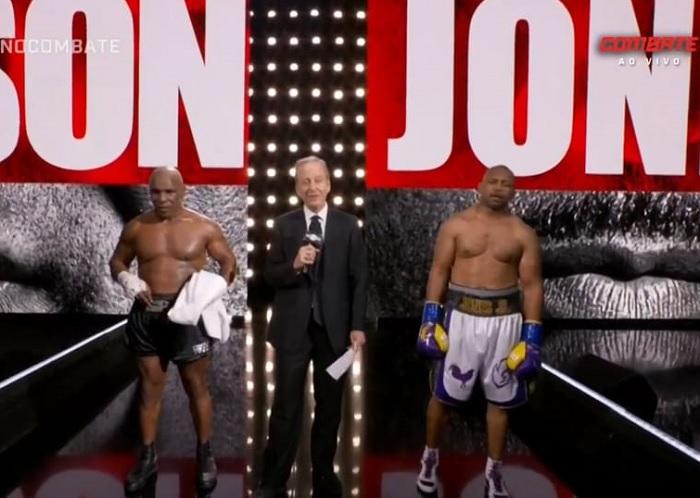 Em luta ‘mais ou menos’ de exibição, Mike Tyson vai pra cima de Roy Jones Jr, mas combate termina empatado; confira