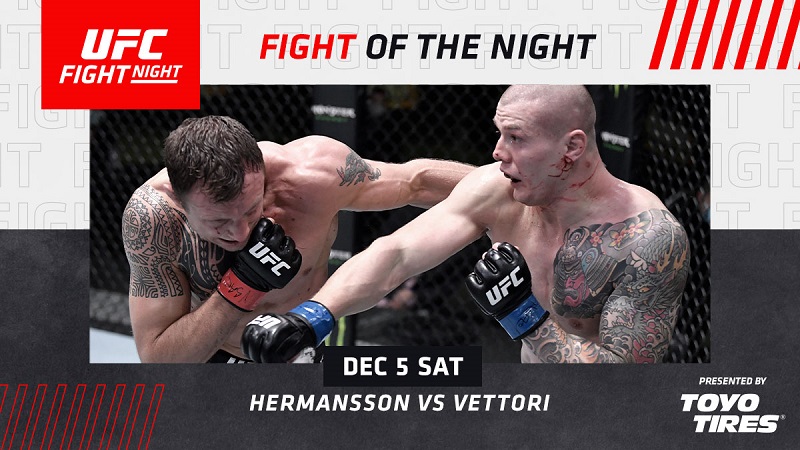 Marvin Vettori x Jack Hermansson é eleita ‘Luta da Noite’ no UFC Vegas 16 e lutadores faturam quase R$ 260 mil; confira