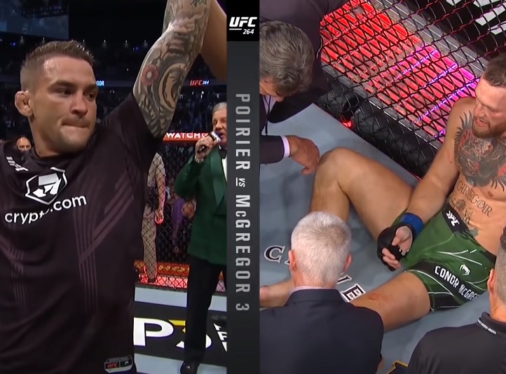 Conor McGregor sofre fratura e Dustin Poirier fica com o triunfo na luta principal do UFC 264; Durinho vence