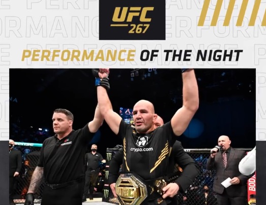 Em noite histórica, Glover fatura título e bônus de 281 mil reais no UFC 267; veja os premiados