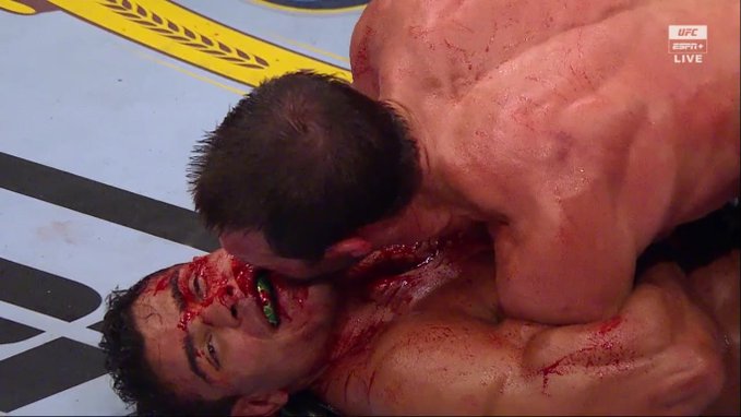 UFC 278: em cena inusitada, Luke Rockhold dá banho de sangue em Paulo Borrachinha; veja o vídeo