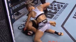 Priscila Pedrita nocauteou a compatriota Ariane Lipski no card do UFC San Diego (Foto: Reprodução/UFC)