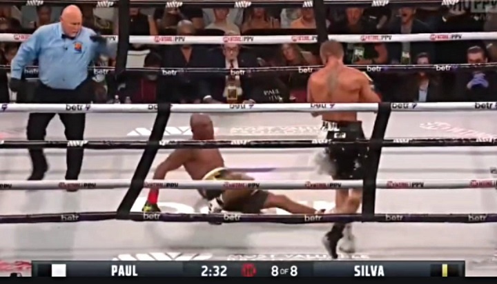 Vídeo: veja o momento em que Jake Paul leva Anderson Silva à lona com golpe no último round