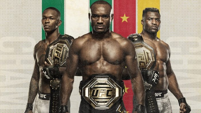 Trio chegou a se manter campeão ao mesmo tempo, mas agora apenas Ngannou segue com o cinturão (Foto divulgação UFC)