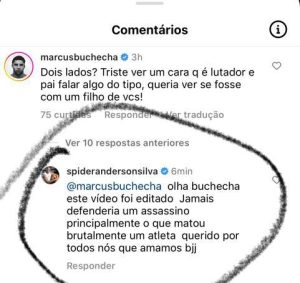 Resposta de Anderson a Buchecha no post do vídeo (Foto: Divulgação)