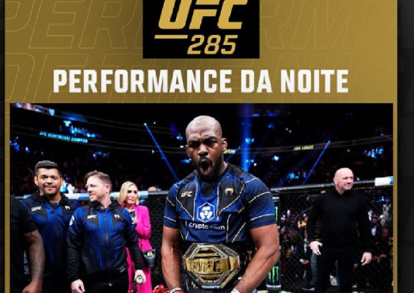 Novo campeão peso-pesado, Jon Jones faturou também o bônus de "Performance da Noite" no UFC 285 (Foto: Reprodução/UFC)