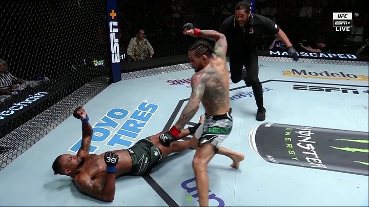 Carlos Diego Ferreira nocauteou Michael Johnson de forma brutal no UFC Vegas 73 (Foto: Reprodução/UFC)