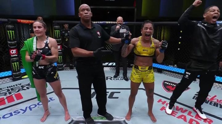 Vivi Araújo superou Jennifer Maia no co-main event do UFC Vegas 81 (Foto: Reprodução)