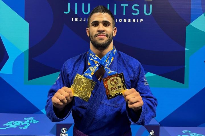 Natã Tenca conquistou ouro duplo na faixa-roxa no terceiro dia de Pan de Jiu-Jitsu 2024 (Foto: Divulgação/IBJJF)