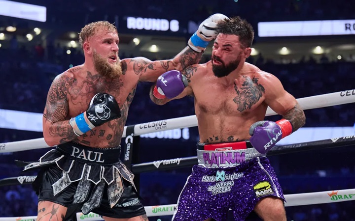 Jake Paul nocauteou Mike Perry e anotou sua décima vitória no Boxe profissional (Foto: Esther Lin/MVP Promotions)