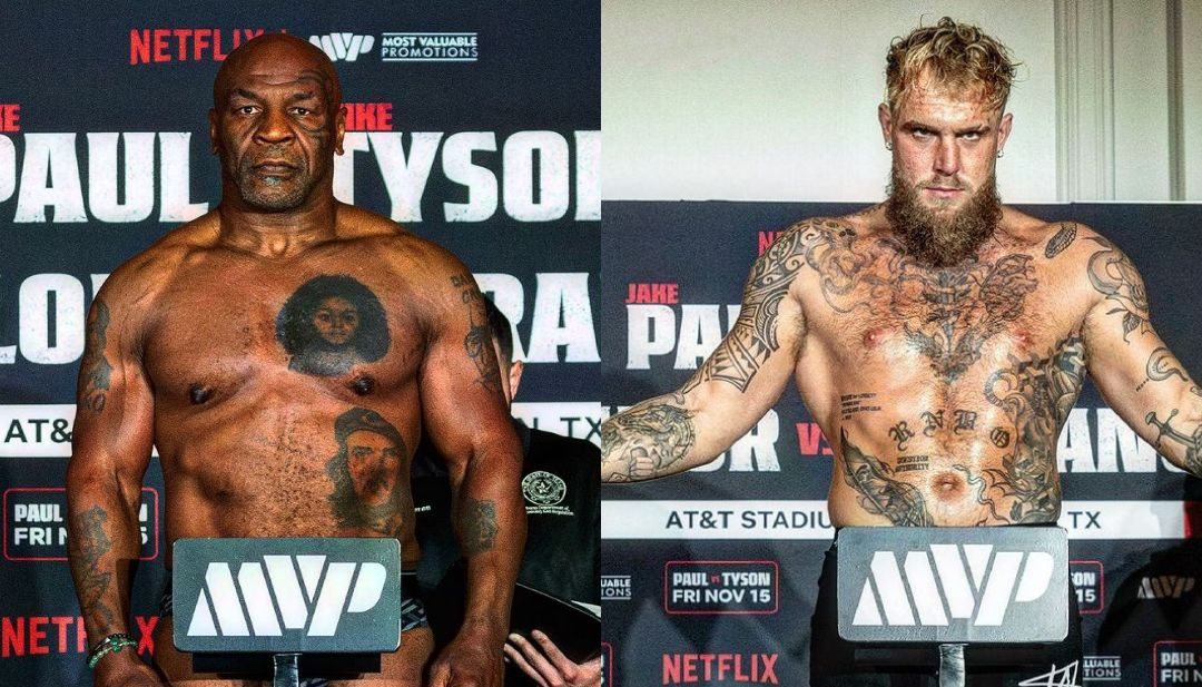 Mike Tyson e Jake Paul vão competir no peso-pesado neste duelo no Boxe (Foto: Reprodução/MVP)