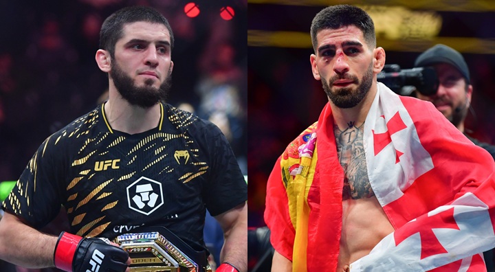 Makhachev ‘veta’ Ilia Topuria como próximo desafiante ao cinturão peso-leve, diz site; confira