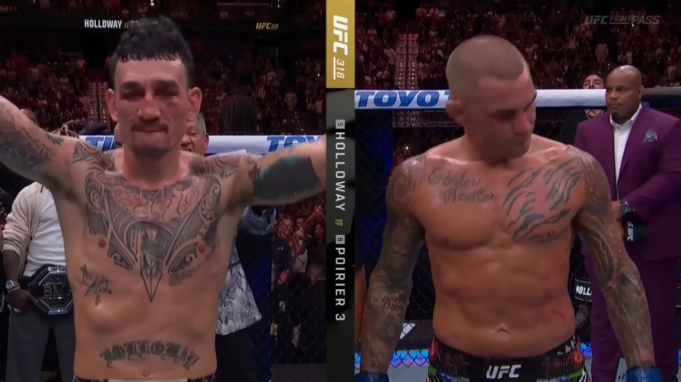 Holloway mantém cinturão ‘BMF’ no UFC 318 em adeus de Poirier; Borrachinha e Pitbull vencem